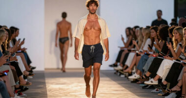 Man accidentally walks runway at Australia Fashion Week while heading for a swim