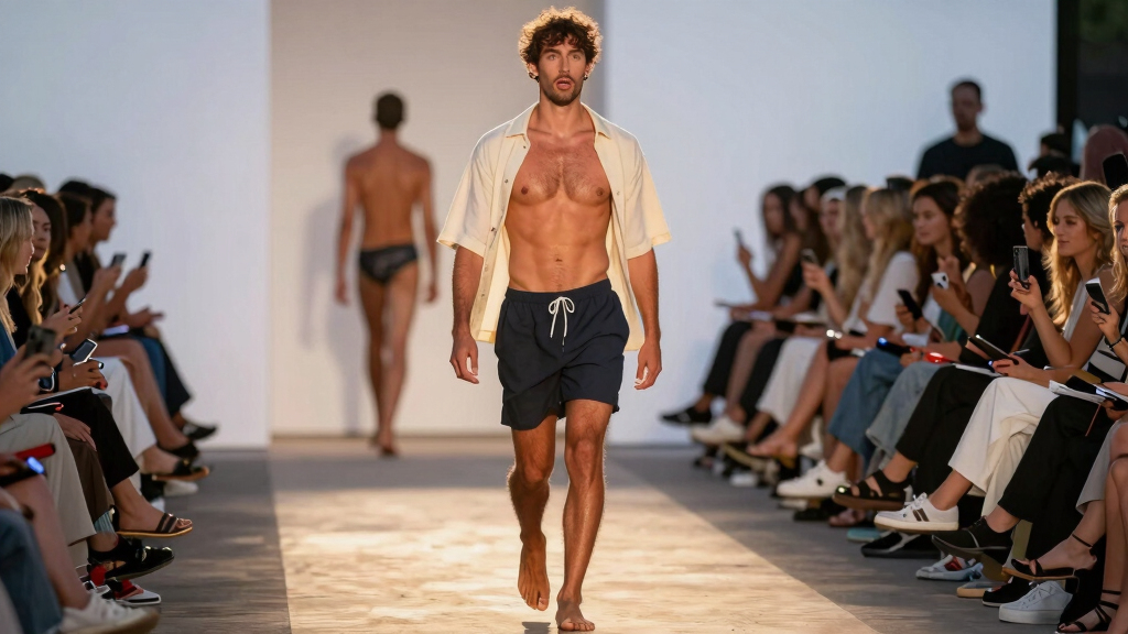 Man accidentally walks runway at Australia Fashion Week while heading for a swim