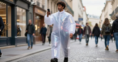 Trending in Paris for Men: Glitter Pants and Inflatable Suits