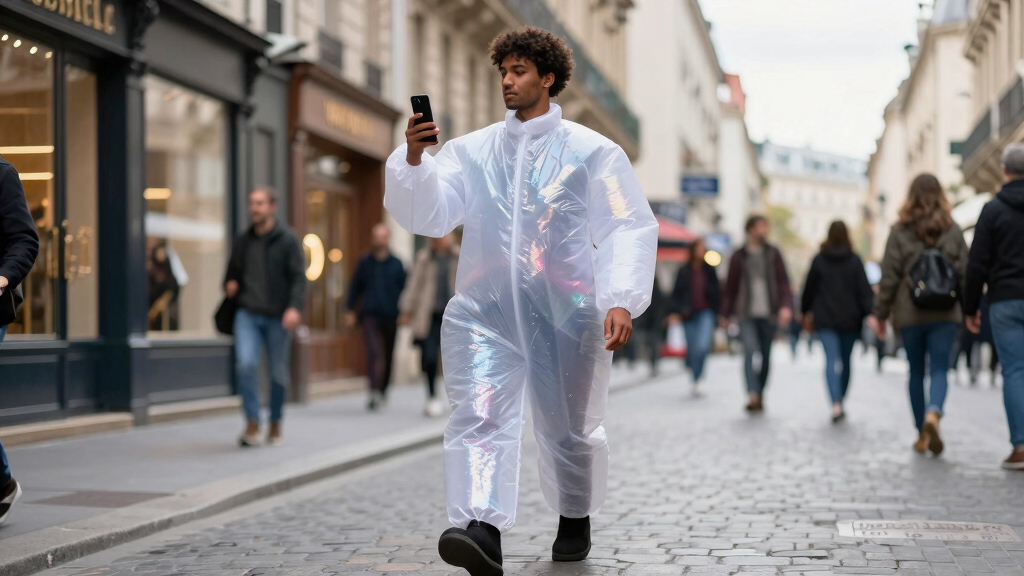 Trending in Paris for Men: Glitter Pants and Inflatable Suits