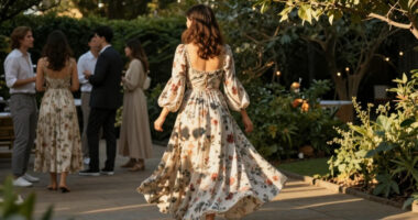 GRACE KARIN Women's Floral Long Sleeve Sweetheart Neck A-Line Maxi Dress $15.50