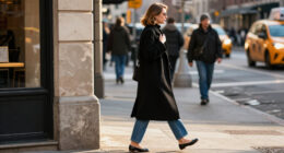 How To Spot An It Girl In NYC In 2026: A Long Black Coat, Jeans, And This Pretty Heel Trend
