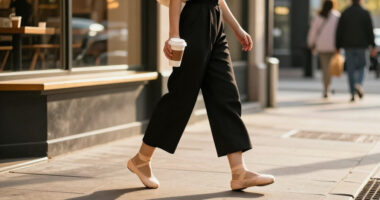 It's Here: The Coolest Pant Trend To Wear With Ballet Flats Right Now