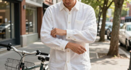 No Boundaries Men's Long Sleeve Twill Button-Up Shirt (White Sand, 2XL -5XL) $6.15